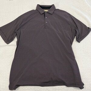 Donald Ross Sportswear Polo XL Black Pink White Gray Striped EUC